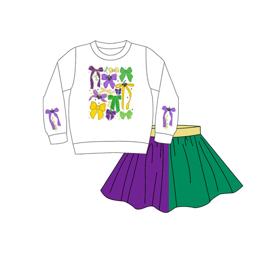 presale GLD1386 Baby Girls Anchors Bows Top Skirt Shorts Bottom Mardigras Clothes Sets D 1015