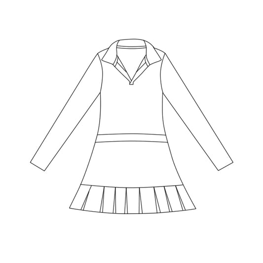 presale GLD1440 Baby Girls White Long Sleeve Pleated Yoga Ruffle Knee Length Dresses    D 1117