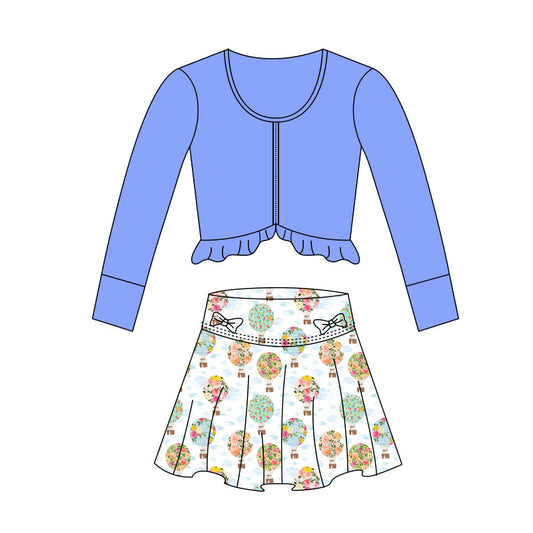presale GLD1464 Baby Girls Blue Zipper Jackets Flowers Hot Balloons Skirts Shorts Yoga Clothes Sets D 1118