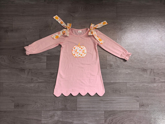 Pre order embroidery pumpkin pink scallop dress