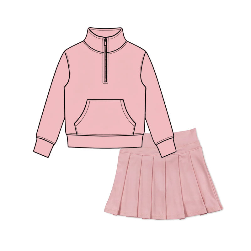 Pre order athletic zippy top pleated skort set outfit