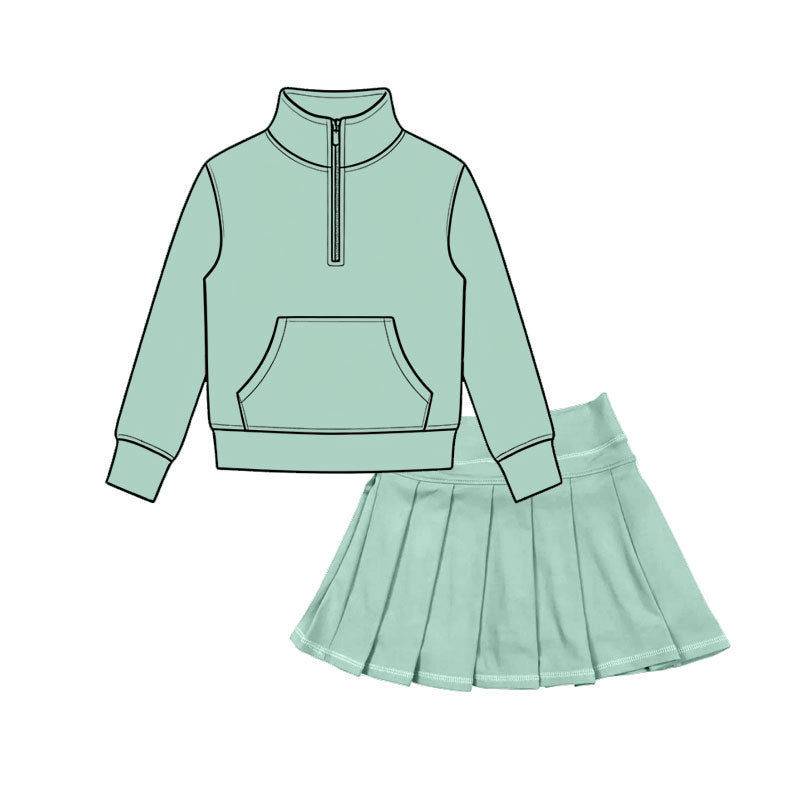 Pre order athletic zippy top pleated skort set outfit