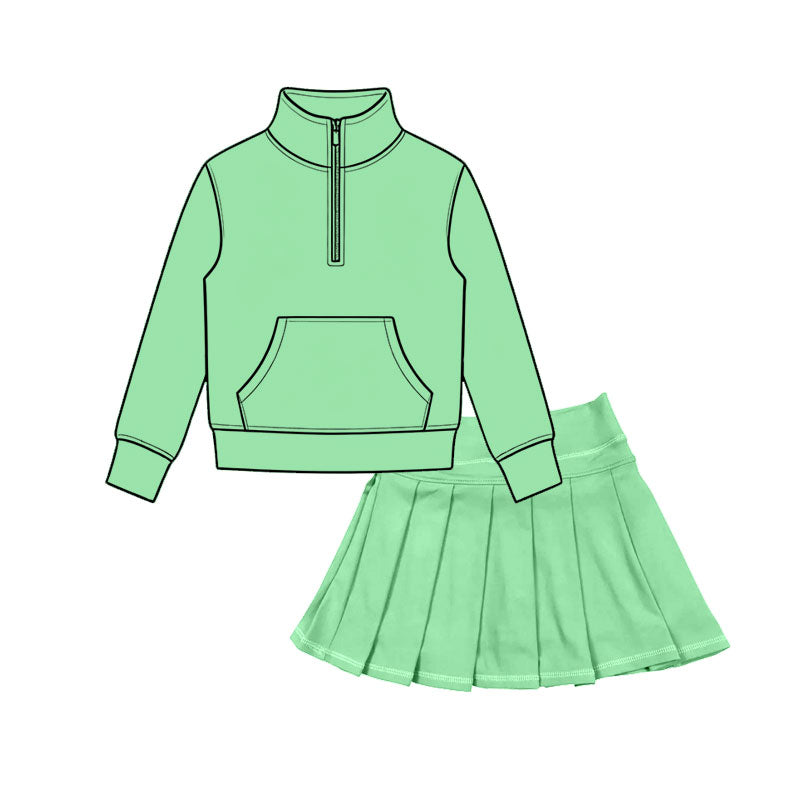 Pre order athletic zippy top pleated skort set outfit