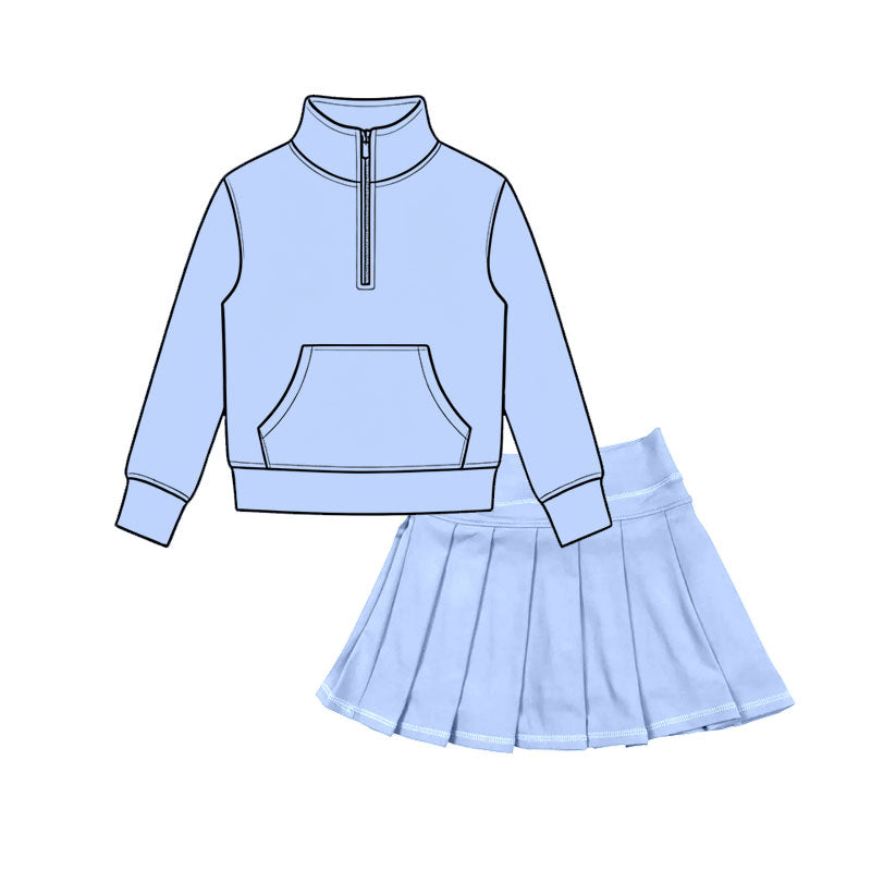 Pre order athletic zippy top pleated skort set outfit