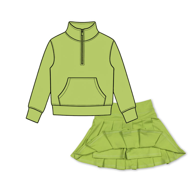 Pre order athletic zippy top pleated skort set outfit
