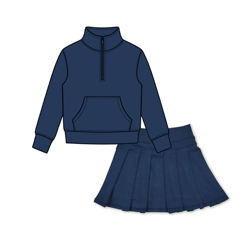 Pre order athletic zippy top pleated skort set outfit