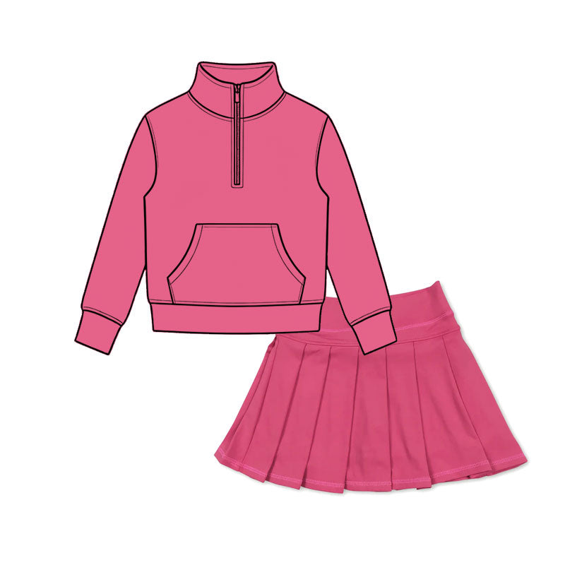Pre order athletic zippy top pleated skort set outfit