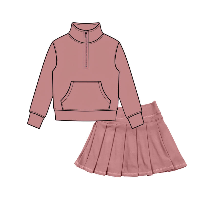 Pre order athletic zippy top pleated skort set outfit