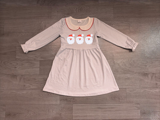 Pre order stripes santa embroidery dress