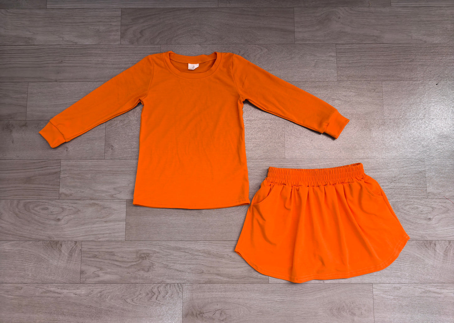 Pre order cotton orange skort set fall girl clothing