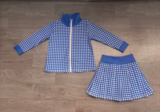 Pre order blue gingham athletic pleated outfit