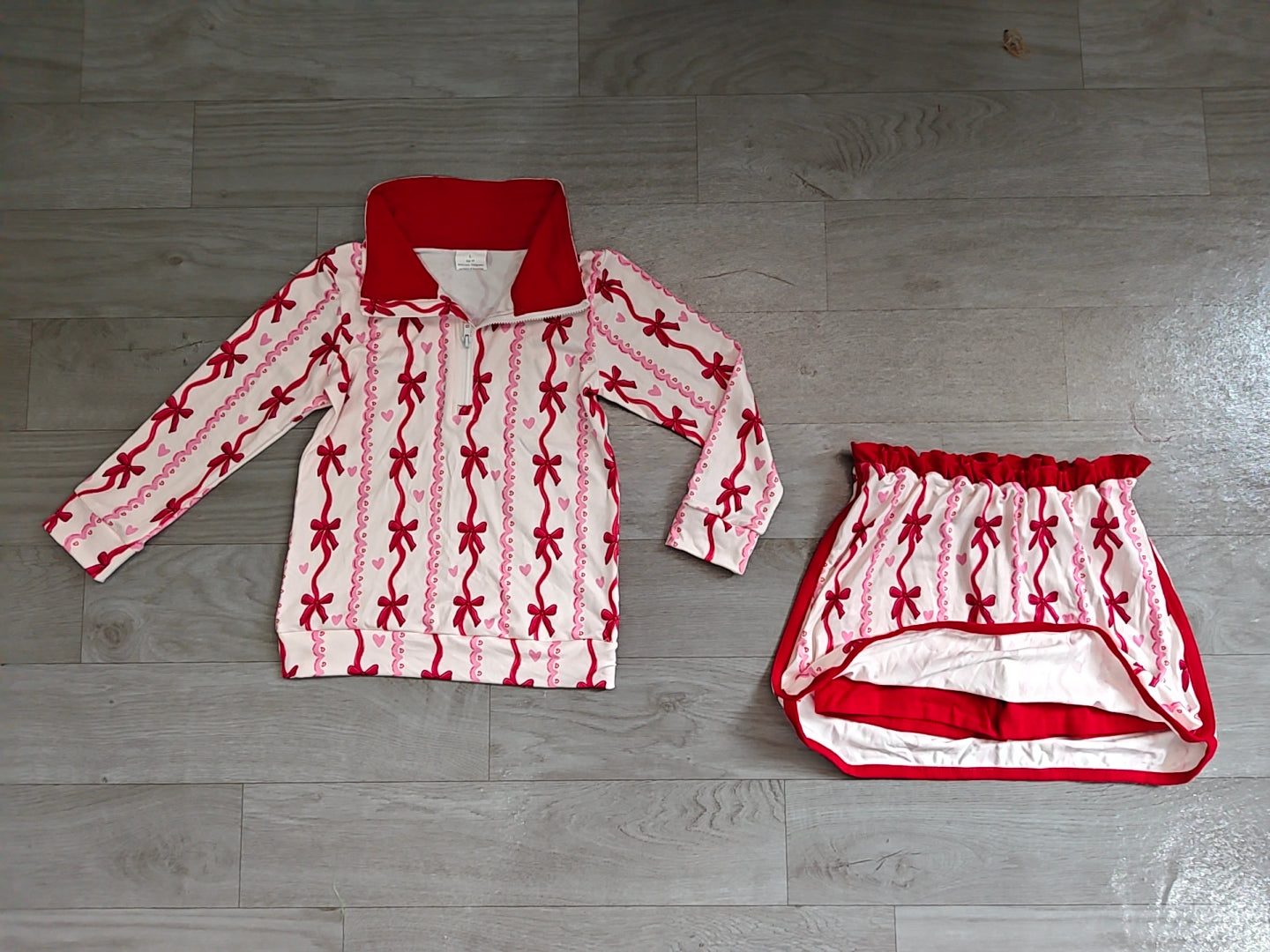 Pre order red bows zipper skort outfit