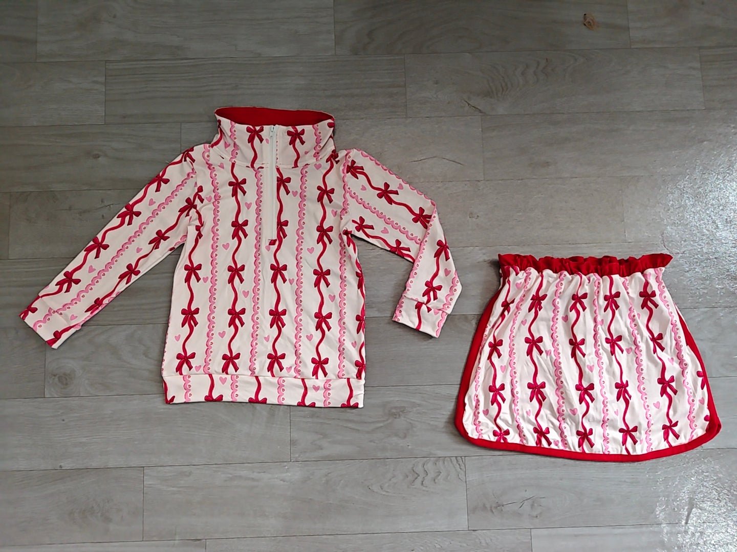 Pre order red bows zipper skort outfit
