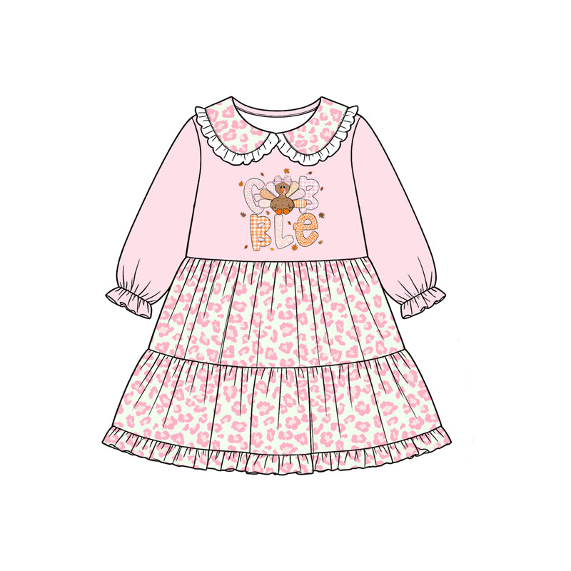 Pre order pink leopard gobble twirl dress