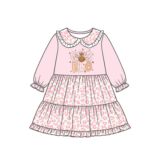 Pre order pink leopard gobble twirl dress