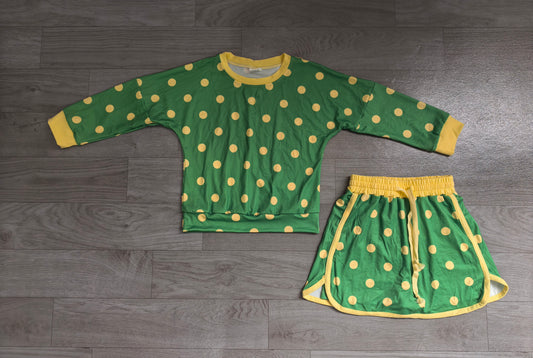 Pre order long sleeve polk dots skort set