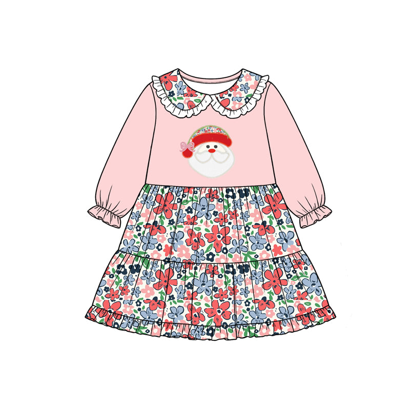 Pre order pink christmas santa floral sibling clothing