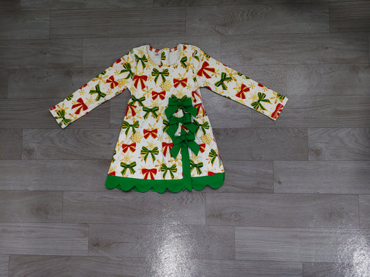 Pre order Christmas bow athletic scallop dress