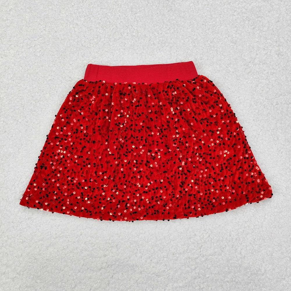 GLD0671 Baby Girls Pink Christmas Candy Cane Sweaters Sequin Skirt Clothes Sets