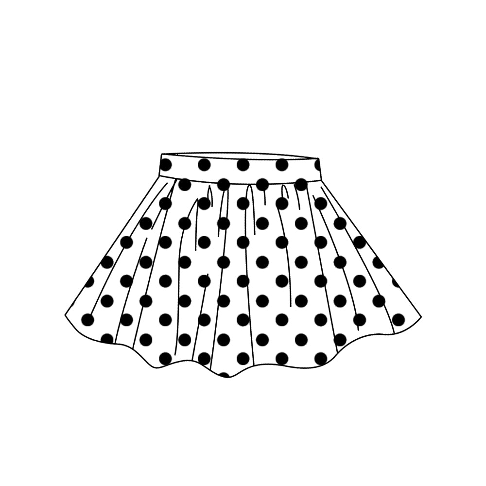 GLK0031 Black Polka Dot White Skirt