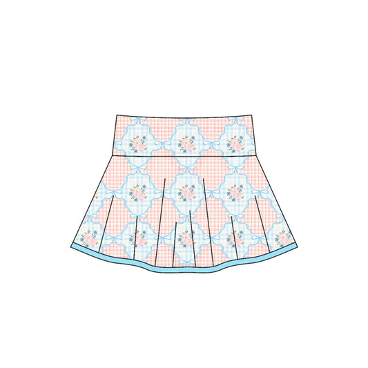 presale GLK0101 Baby Girls Pink Flowers Plaid Skirts D 5.30