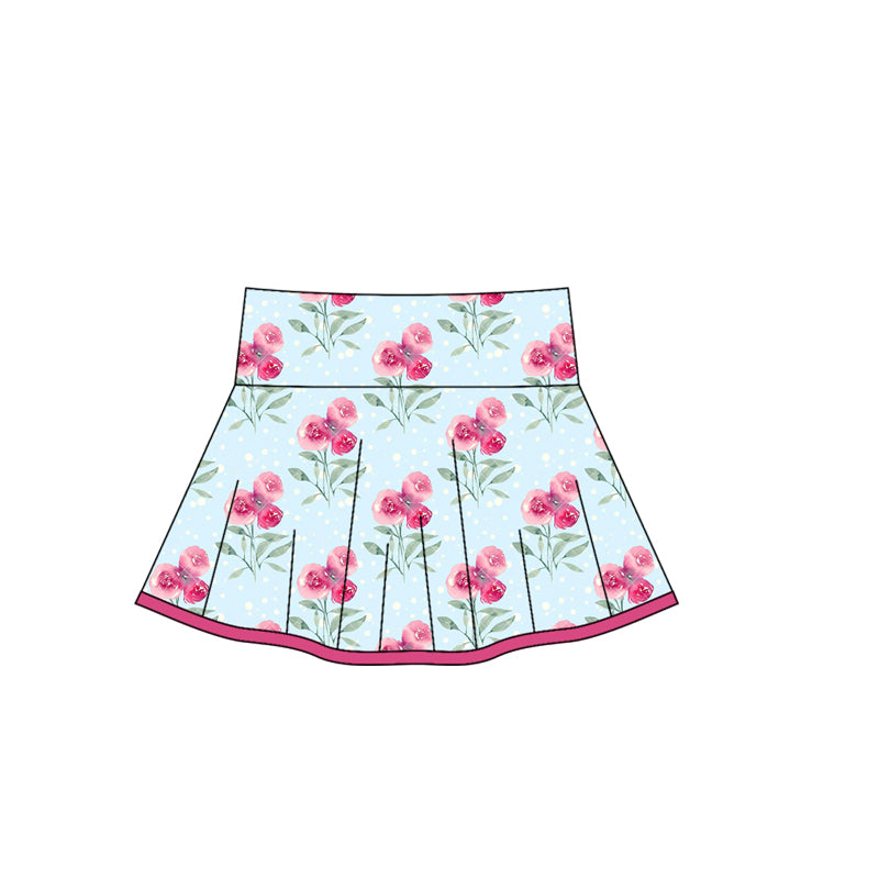 presale GLK0105 Baby Girls Pink Flowers Plaid Skirts  D 5.30
