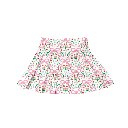 presale GLK0112 Baby Girls Pink Bows Floral Plaid Yoga Skorts Bottom D 6.21