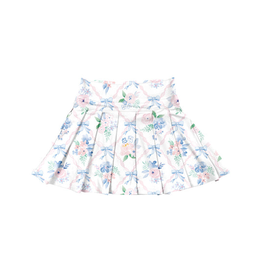 presale GLK0113 Baby Girls Pink Blue Bows Floral Plaid Yoga Skorts Bottom D 6.21