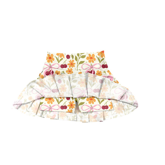 presale GLK0115 Baby Girls Orange Floral Bows Cherry Yoga Skorts Bottom D 6.21