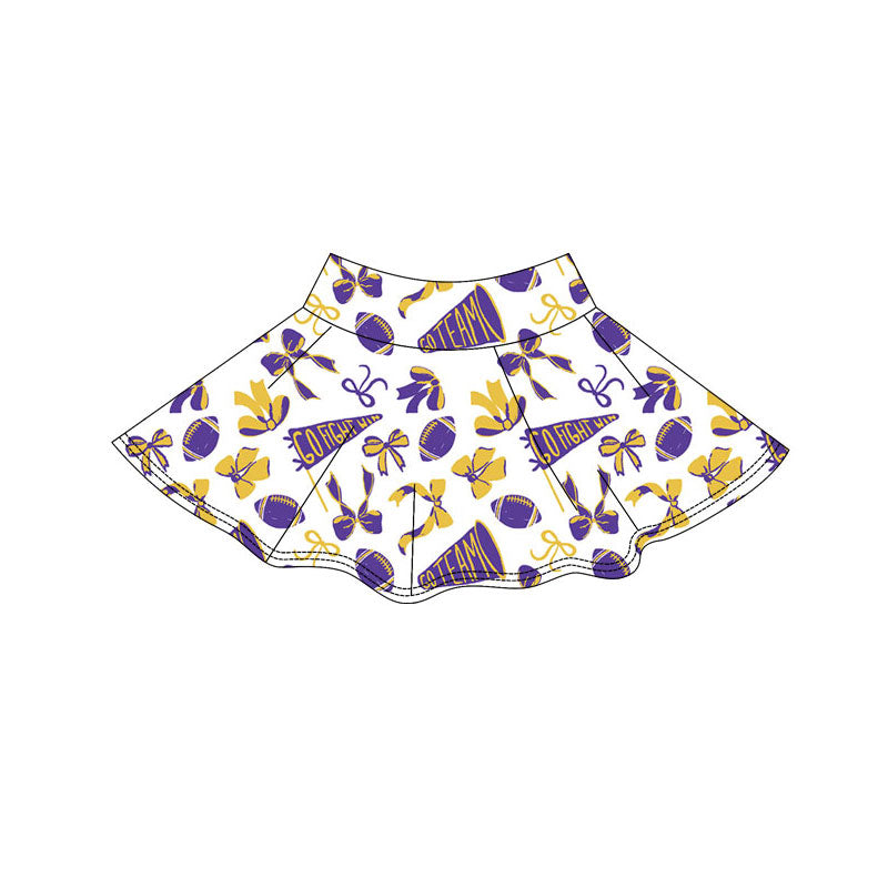 presale GLK0147 Baby Girls Purple Yellow Bows Footballs Go Team Yoga Skirt Shorts Bottom  D 1001