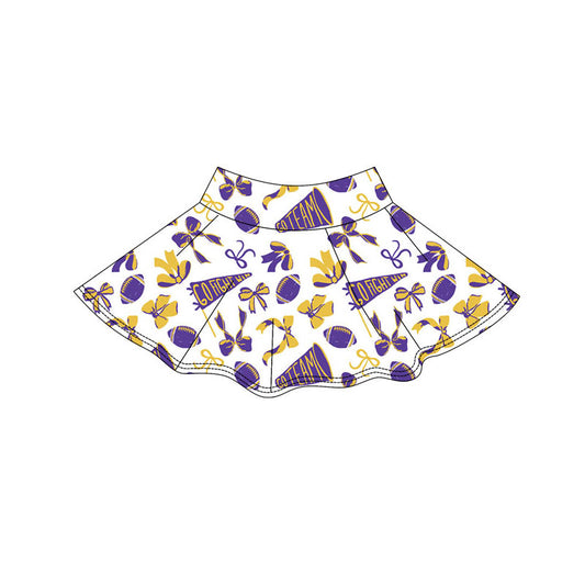 presale GLK0147 Baby Girls Purple Yellow Bows Footballs Go Team Yoga Skirt Shorts Bottom  D 1001