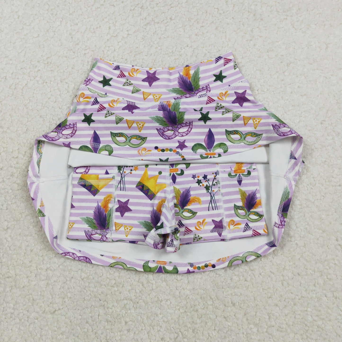 GLK0167  Baby Girls Mardigras Stripe Anchor Masks Yoga Active Skirt Shorts Bottom  D 1210