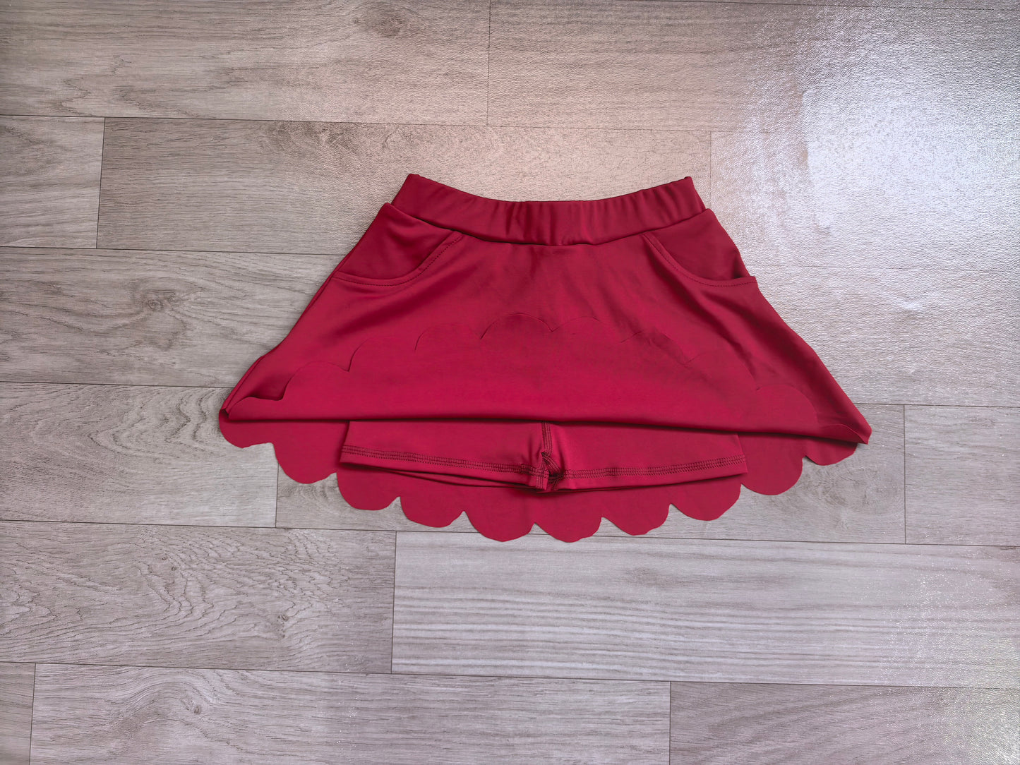 Pre order burgundy athletic scallop skort
