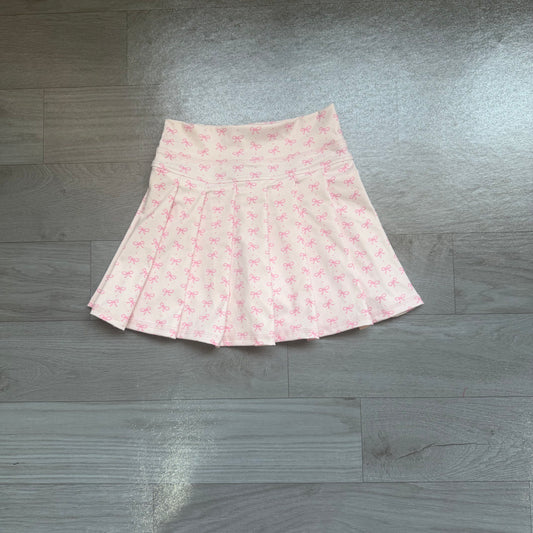 Pre order pink bow cheerleader yoga pleated skirt