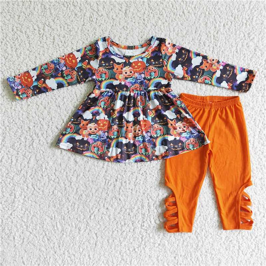 GLP0028 Cartoon Halloween Long Sleeve Pants Suit