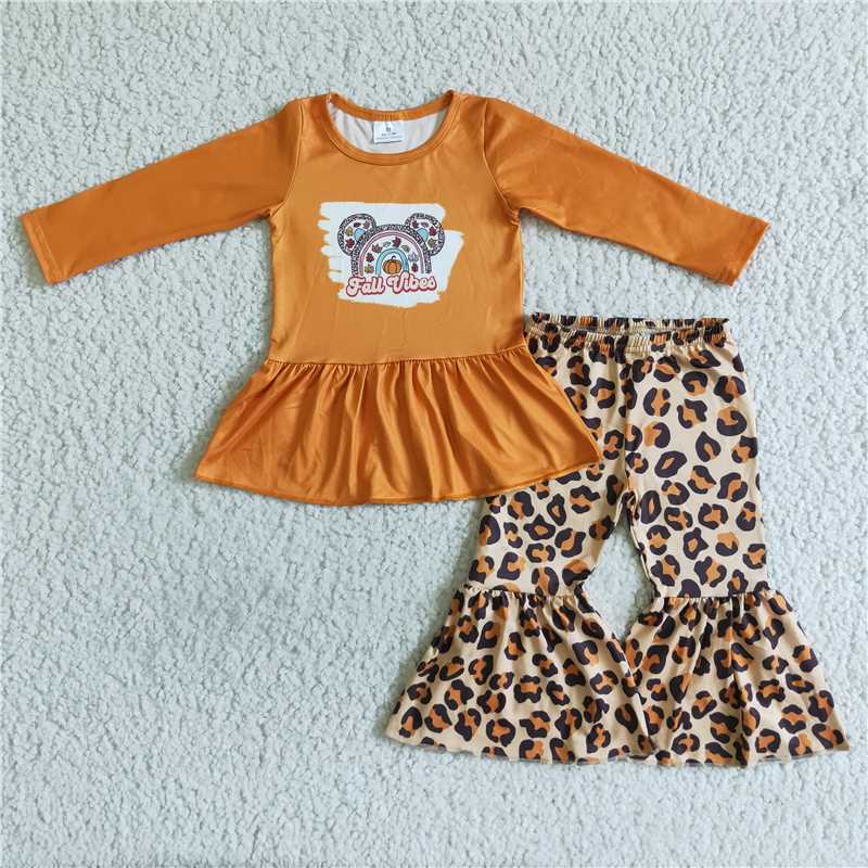 GLP0115 Girls Pumpkin Long Sleeve Pants Suit