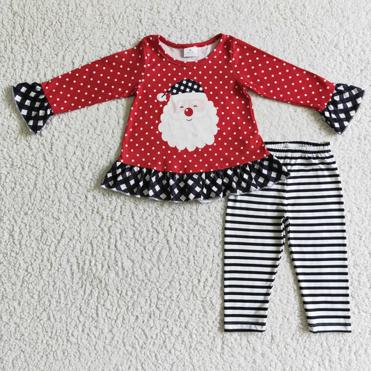 GLP0224 Baby Girls santa Christmas stripe legging pants clothes sets D 930