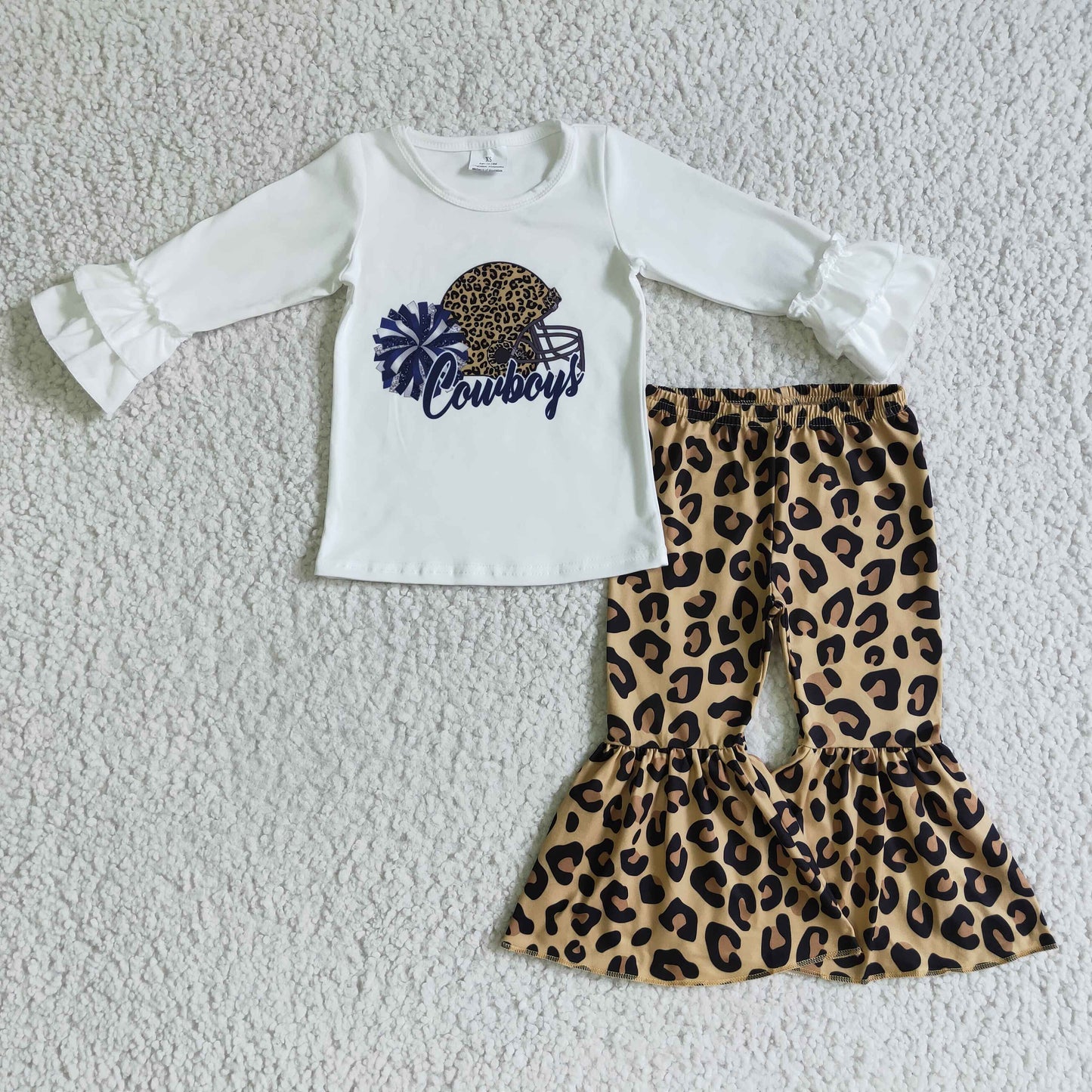 GLP0316 Baby girls Leopard football bell pants clothes sets  D 8.7