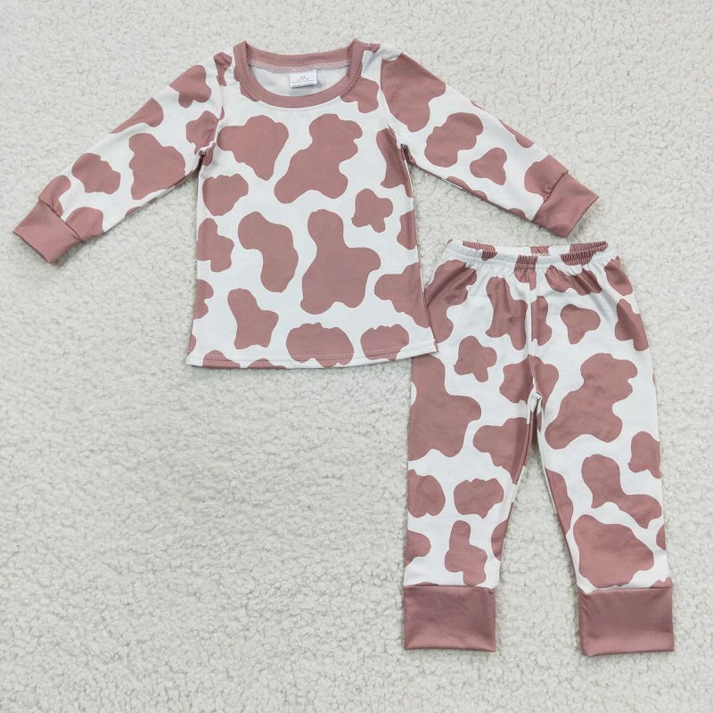 GLP0448 Rose Pink Leopard White Long Sleeve Trouser Set