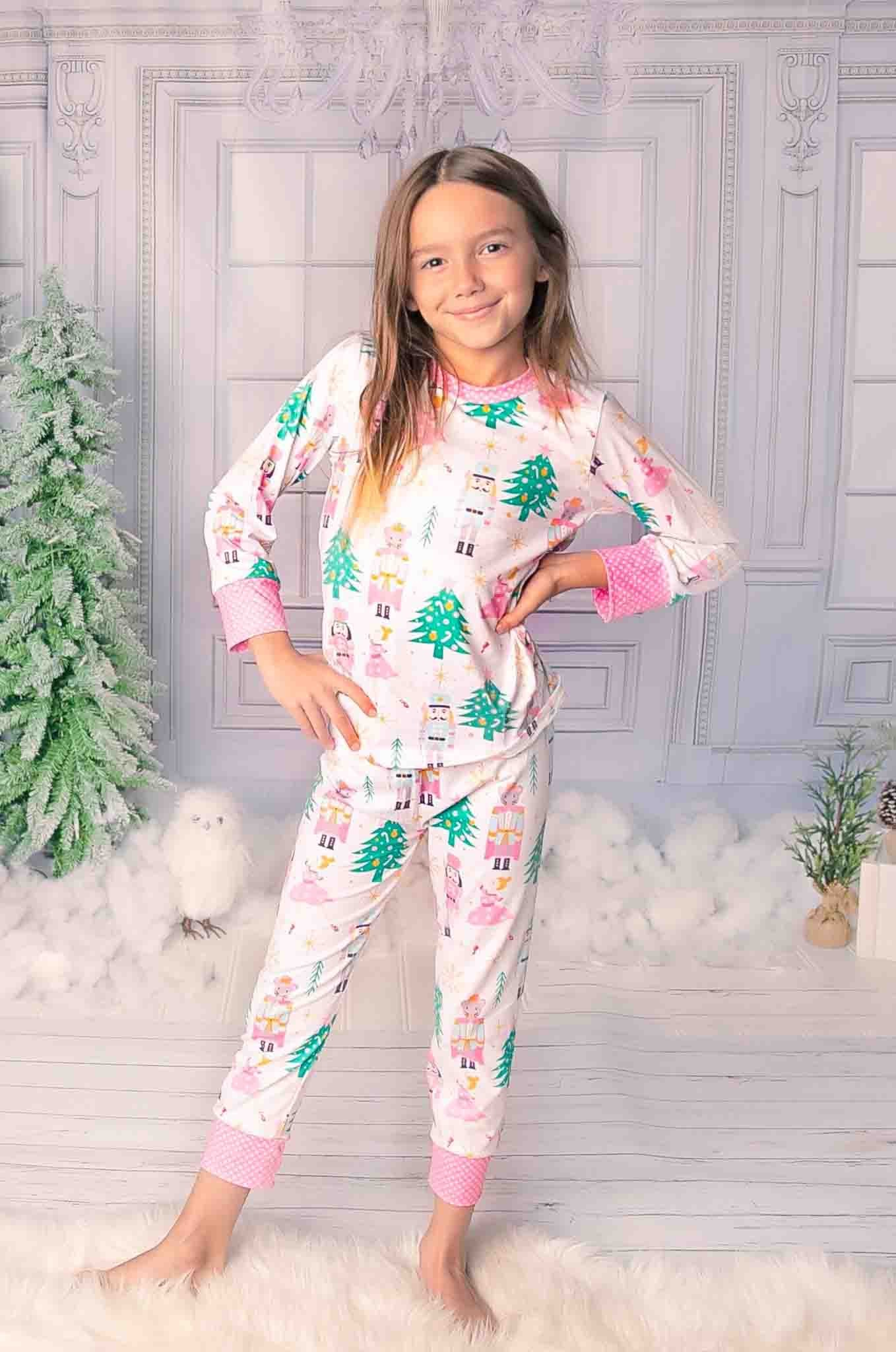 GLP0558 girls Soldier Polka Dot Pink Long Sleeve Pantsuit