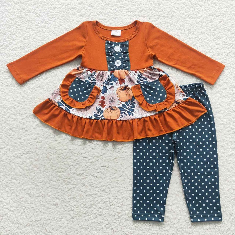 GLP0682 Kids Girls Fall Vitage Design Boutique Outfit