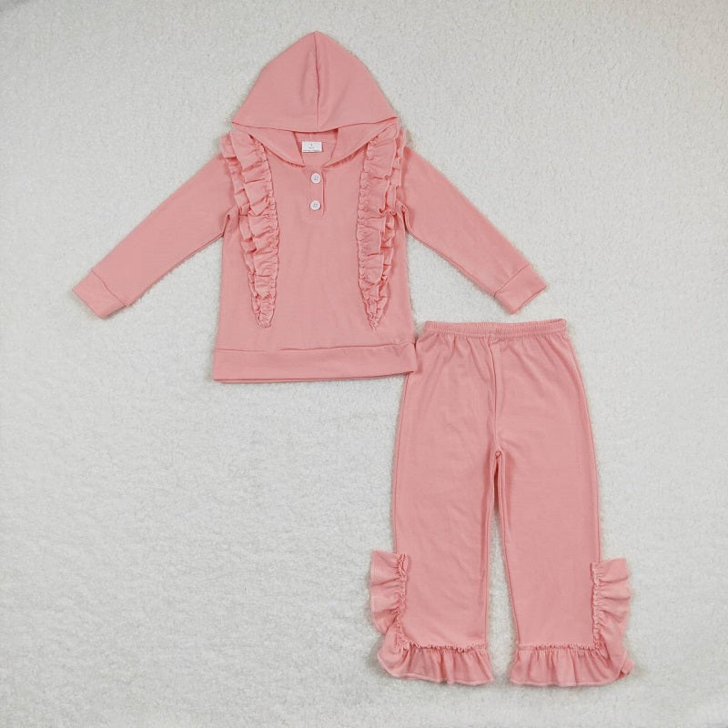 GLP0894 Lace Pink Hooded Long Sleeve Pants Suit