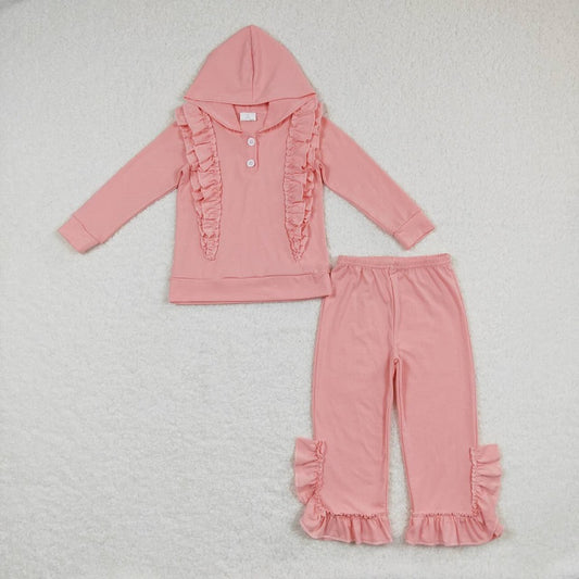 GLP0894 Lace Pink Hooded Long Sleeve Pants Suit