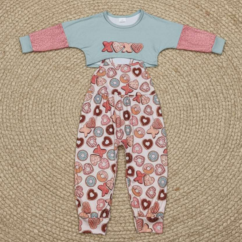 GLP0899 Xoxo Donut Crop Top Jumpsuit Outfit