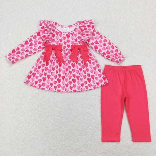 GLP1108 Love rose red bow pink long-sleeved trousers suit