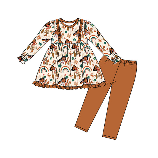 presale GLP1240 Cartoon Princess Rainbow Brown Lace Long Sleeve Pants Suit