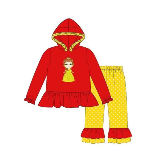 presale GLP1291 Princess Red Hooded Polka Dot Yellow Pants Suit