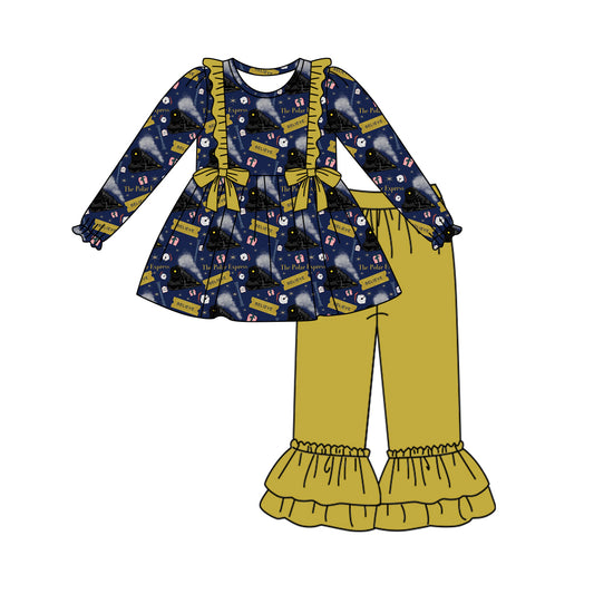 presale GLP1319 Train Green Lace Navy Blue Long Sleeve Pants Set