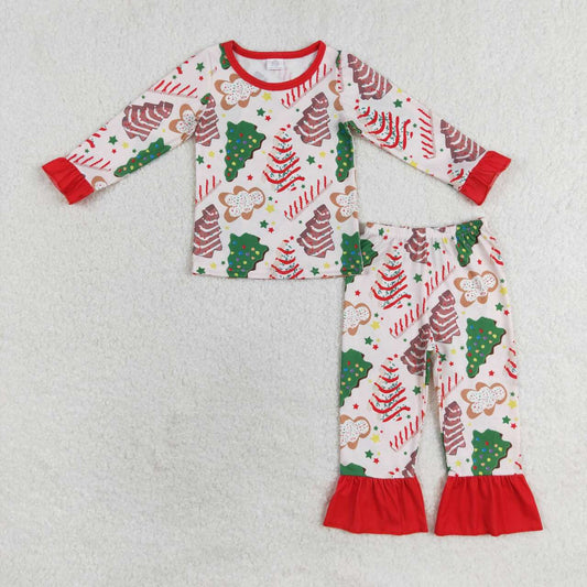 GLP1321 Bamboo Christmas Tree Cookie Gingerbread Man Lace Long Sleeve Long Pants Pajama Set
