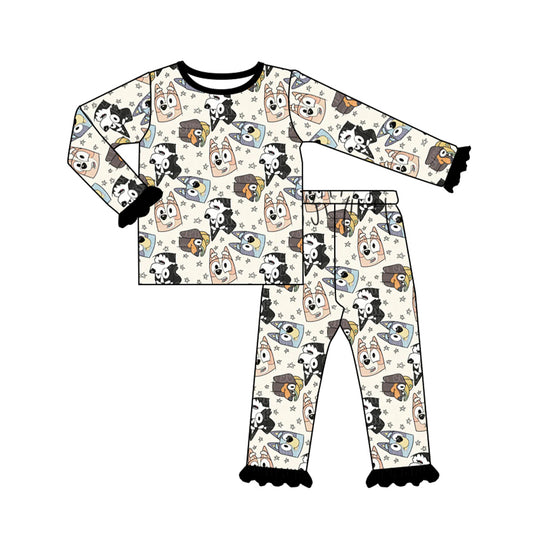 presale GLP1341 Five-pointed star lace beige long-sleeved long-pants pajama set